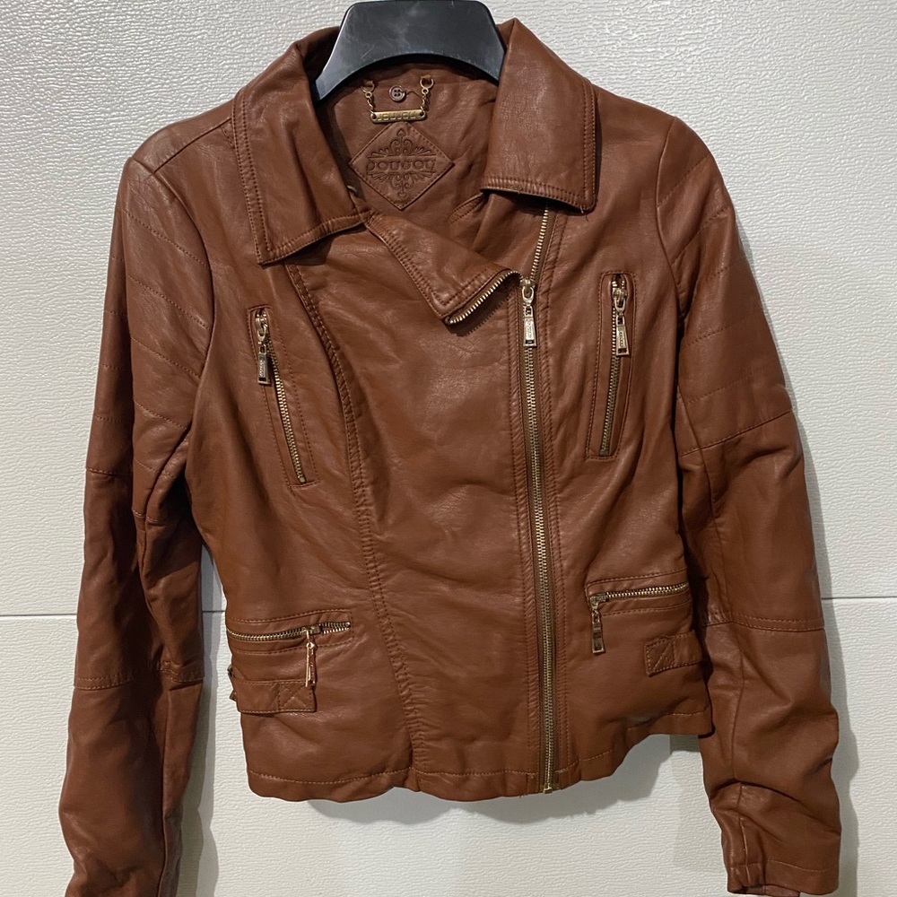 Brown faux leather jacket!